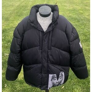 Makaveli Tupac Shakur Puffer Jacket XL‎ Black Down Coat Hip Hop Streetwear Mens